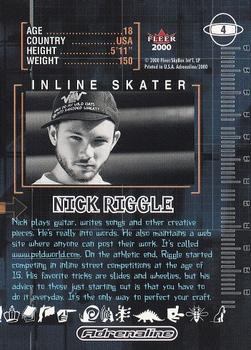2000 Fleer Adrenaline #4 Nick Riggle Back